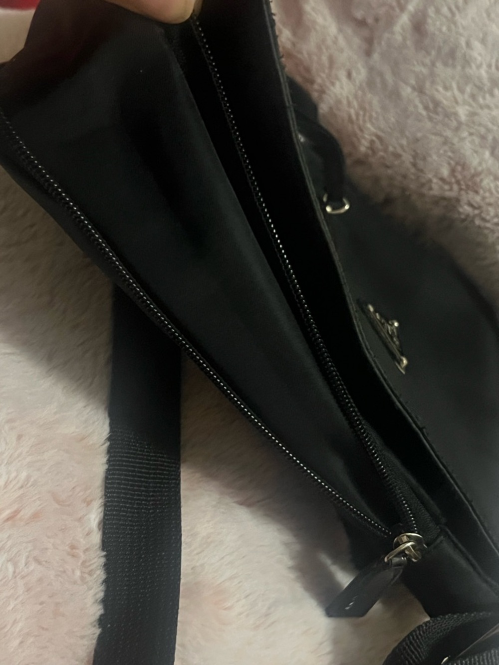 Prada Black Nylon Messenger Bag with Triangle Logo Crossbody Saffiano - Picture 4 of 7